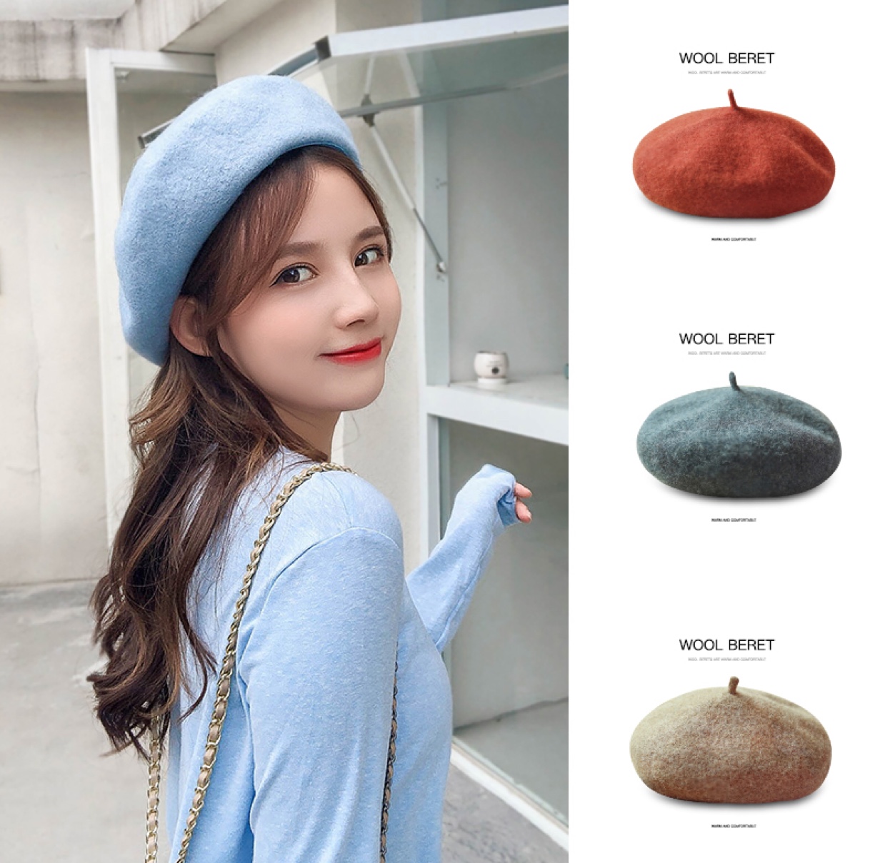 New all-wool mushroom beret, pumpkin hat and parent-child fisherman hat in stock details Picture