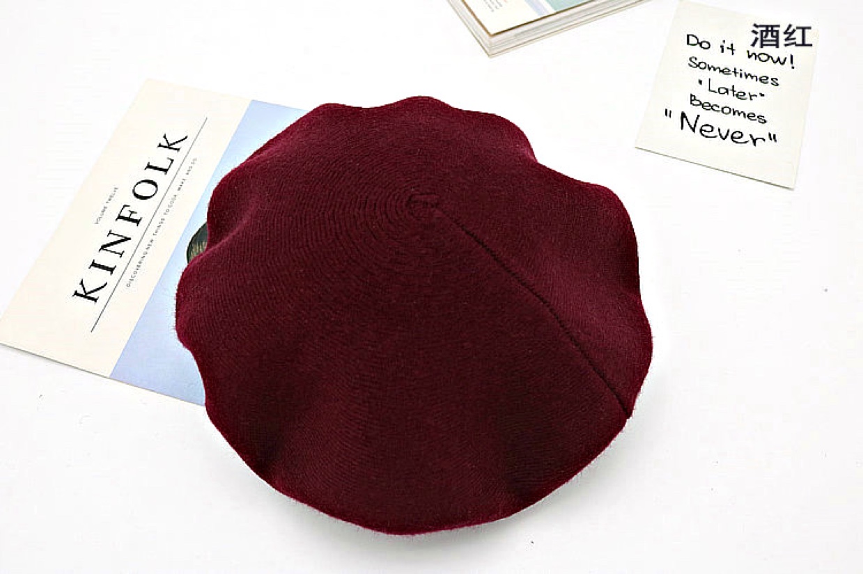 Religious headscarf, cashmere knitted women's hat, crystal linen fabric headscarf with magnetic chain, autumn and winter outdoor beret hat undefined