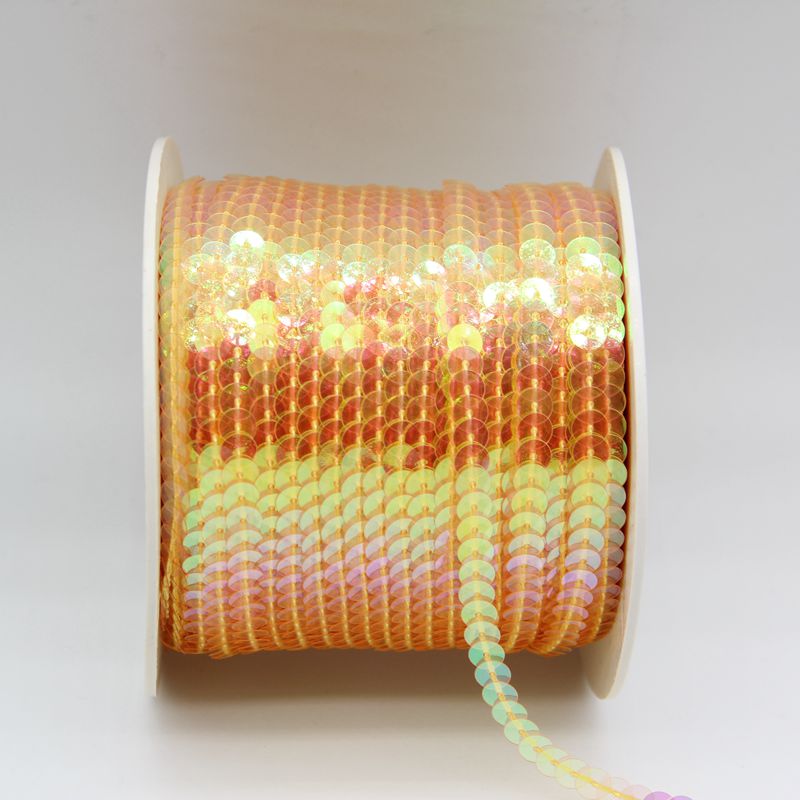 Factory Direct Sales 6Mm Flat Transparent Color Amazon Diy Wired Sequin Pvc Ab Beaded Lace Accessories Item Picture
