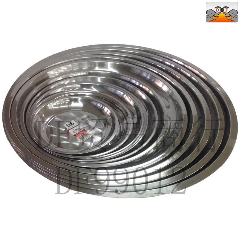 DF大号白色不锈钢圆盘托盘家用牛排摆盘密胺餐具长方形塑料托保鲜盒