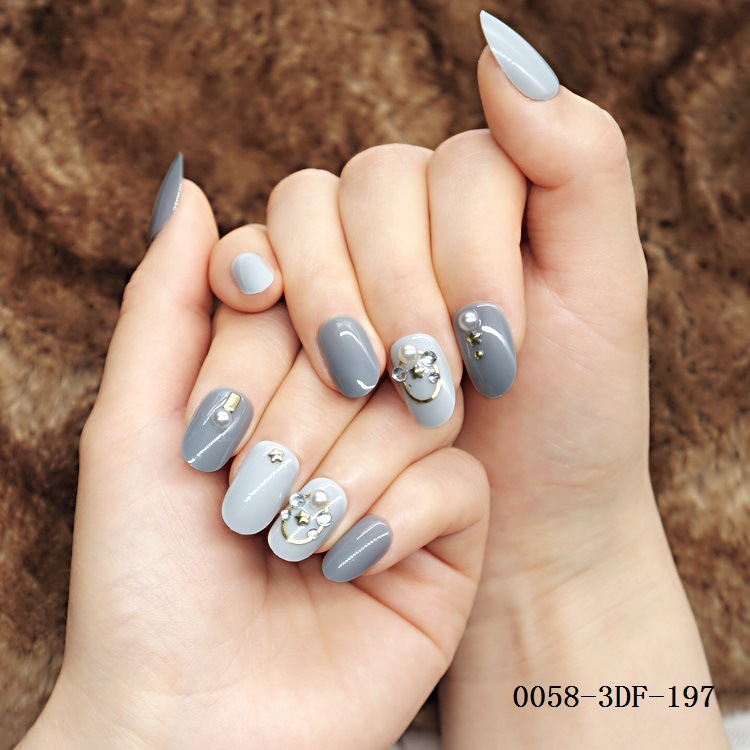 Round head nail plate wearable Nail Bride Nail New style Japanese and Korean 24-piece nail art finished product false nail patch full patch set pic 18