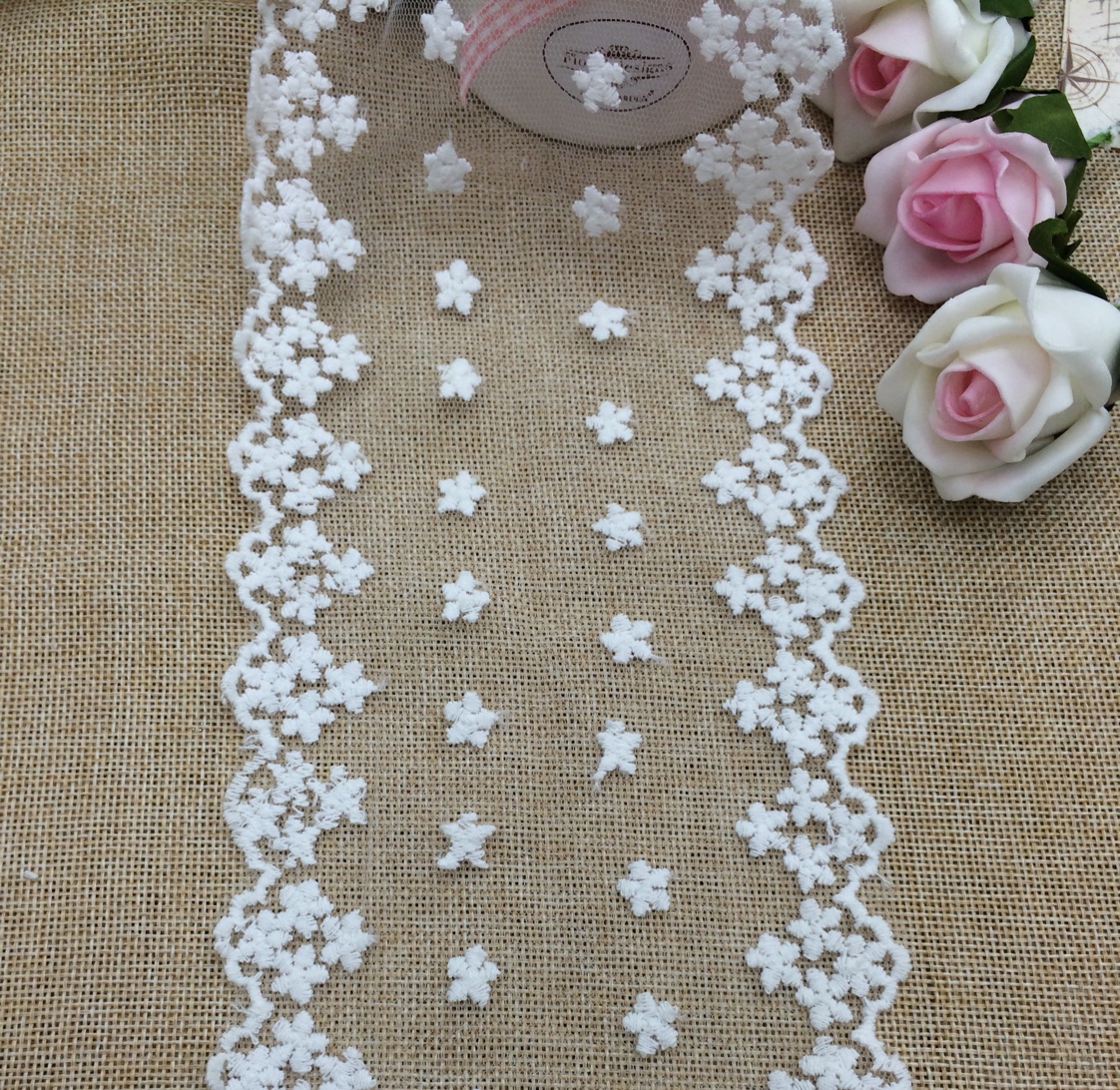 Cotton thread embroidered lace, curtain lace, children's clothing lace Specification image