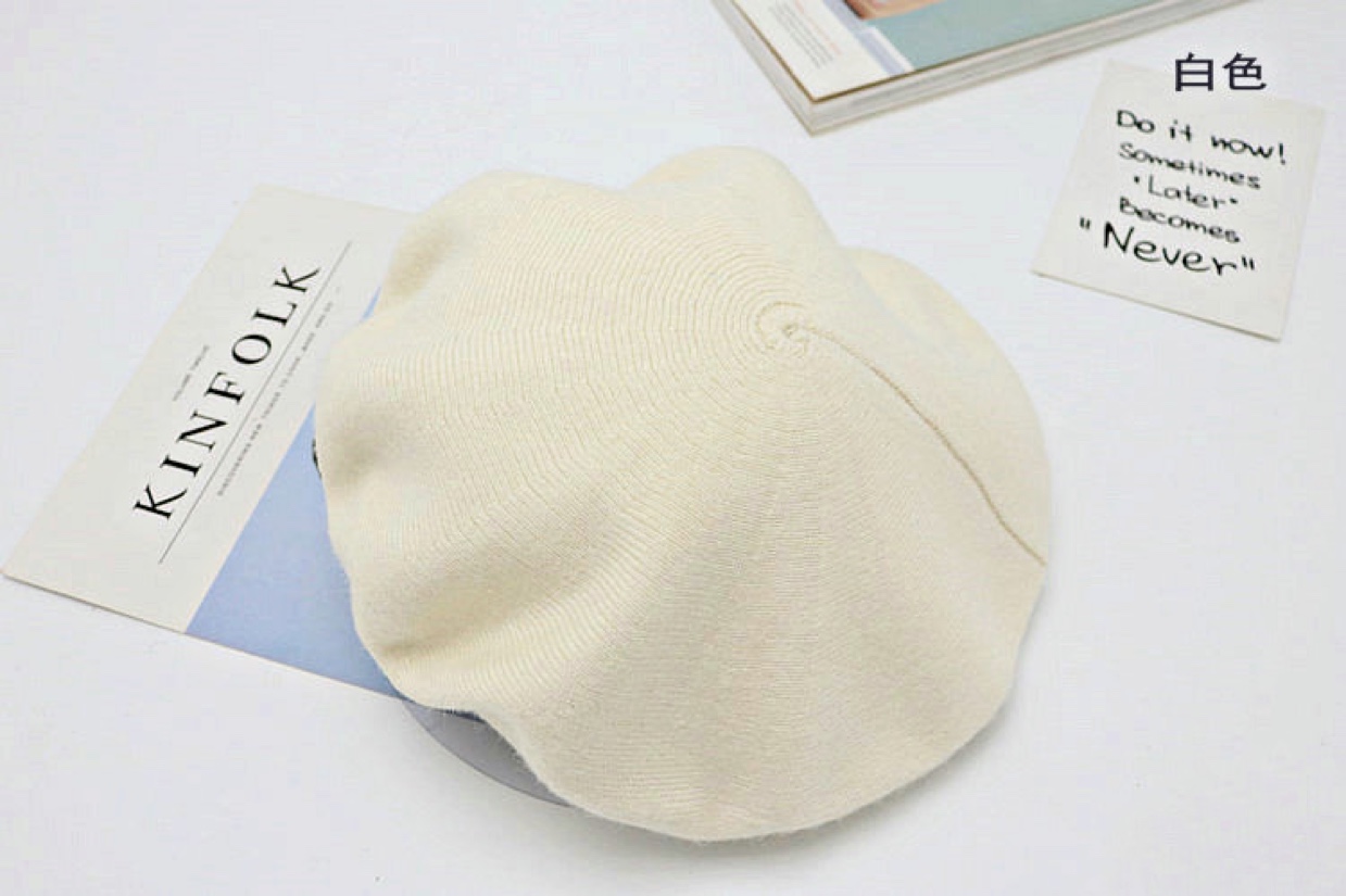 Religious headscarf, cashmere knitted women's hat, crystal linen fabric headscarf with magnetic chain, autumn and winter outdoor beret hat undefined