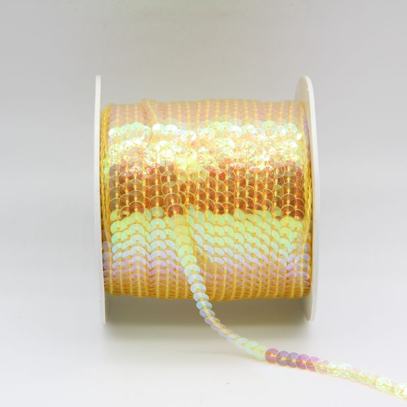 Factory Direct Sales 6Mm Flat Transparent Color Amazon Diy Wired Sequin Pvc Ab Beaded Lace Accessories