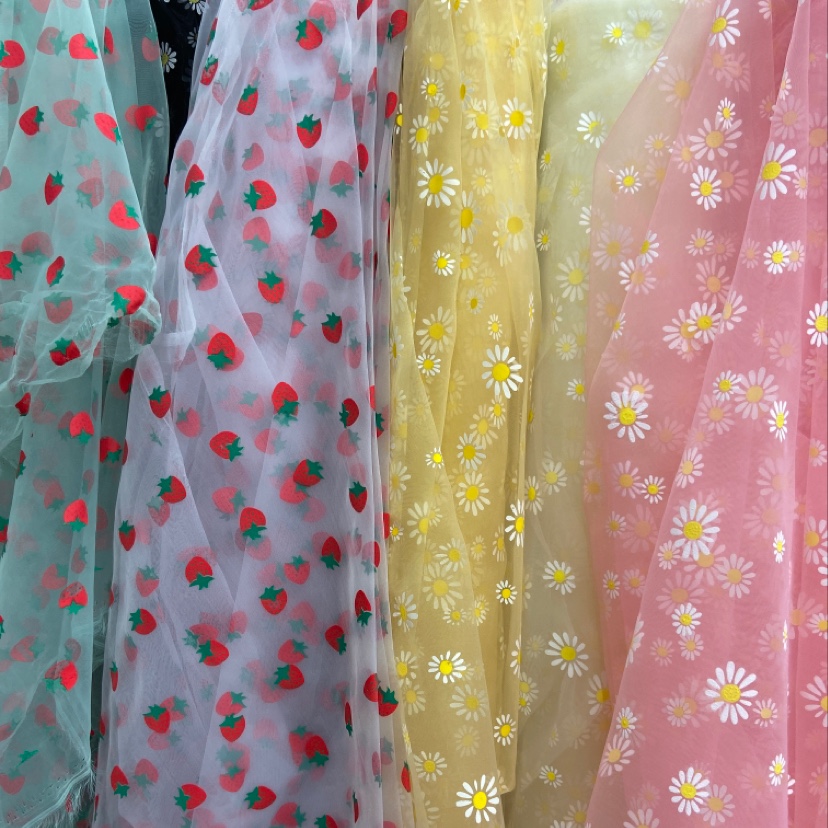 印花锦纶纱布适用于制作饰品及服装2022