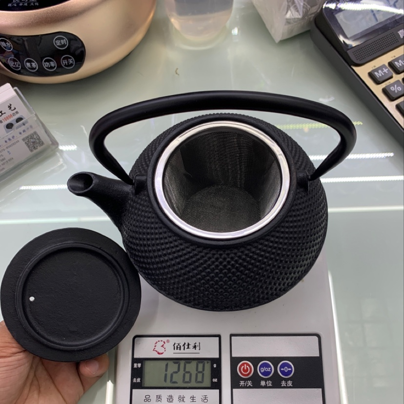 2020 Factory Direct Sales Wholesale Net Red Pellet Iron Pot Cast Iron Teapot 900 Ml Specification drawing