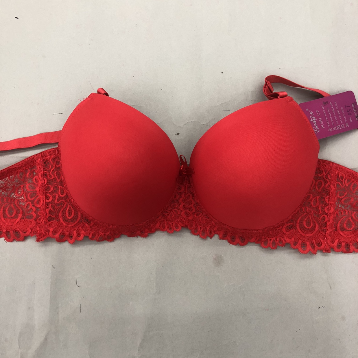 Bright red trade bra for this year full figure