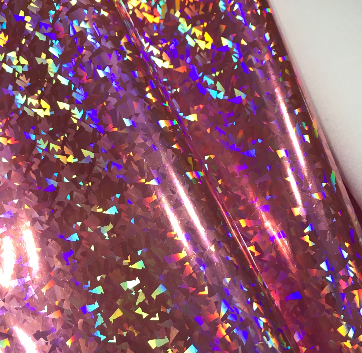 Laser irion-dollar glass fragments, PU mirror fabric, seven-color fabric bags and artificial leather in stock details Picture