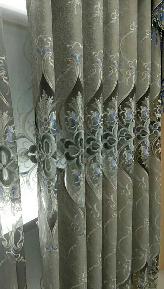 High-end embroidered Chenille curtain fabric! Grand and upscale! Simple and fashionable! A must-visit coffee bar in the living room lobby! Specification image