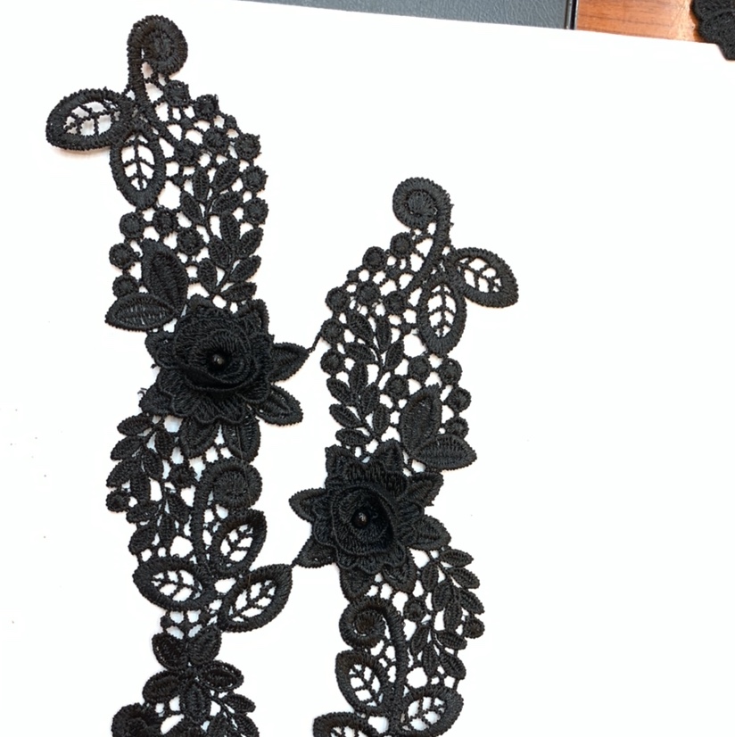 Water Soluble Embroidery Flowers A Water Soluble Black Pair Dingzuo