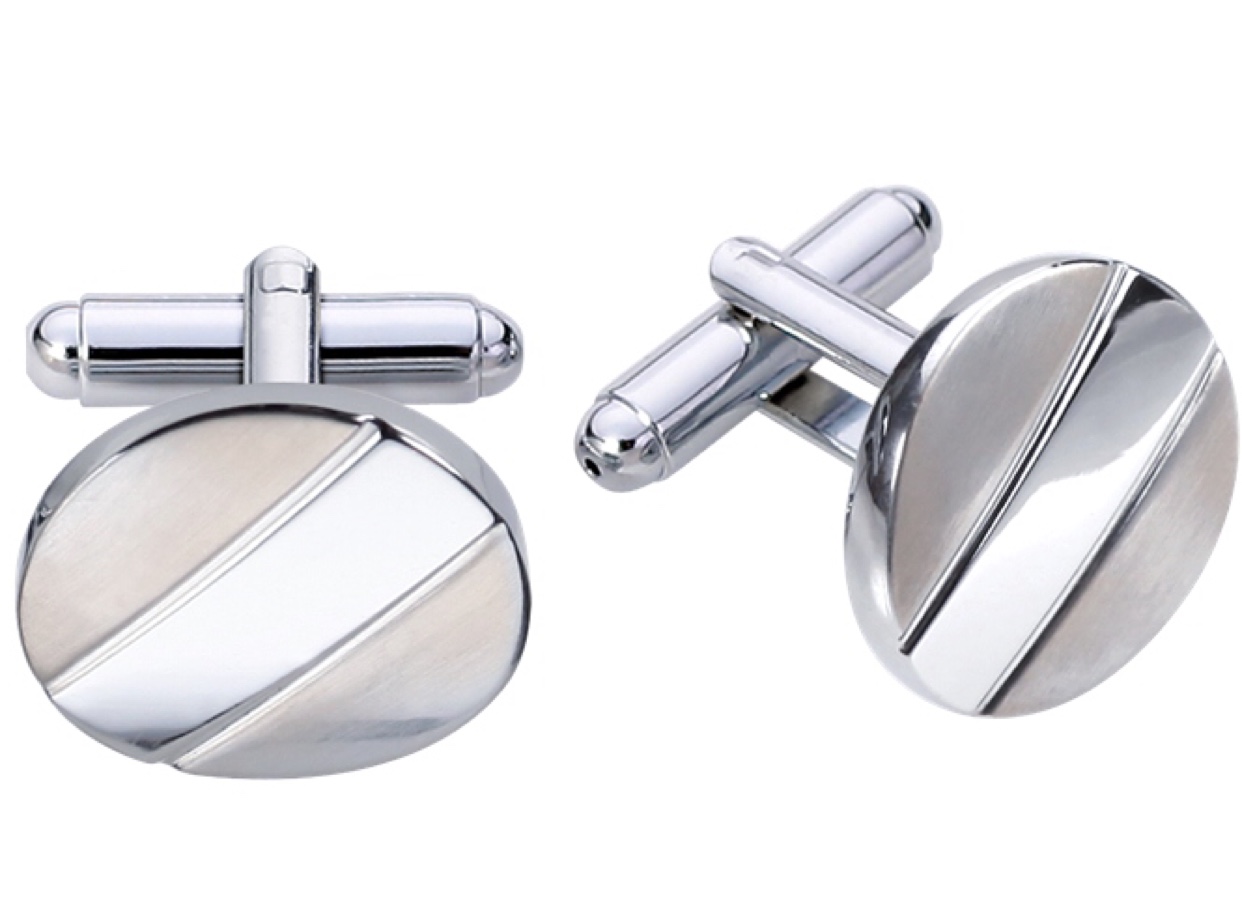 Classic round brushed cufflinks