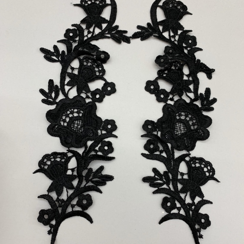 Water Soluble Embroidery Flowers A Water Soluble Black Pair Dingzuo details Picture