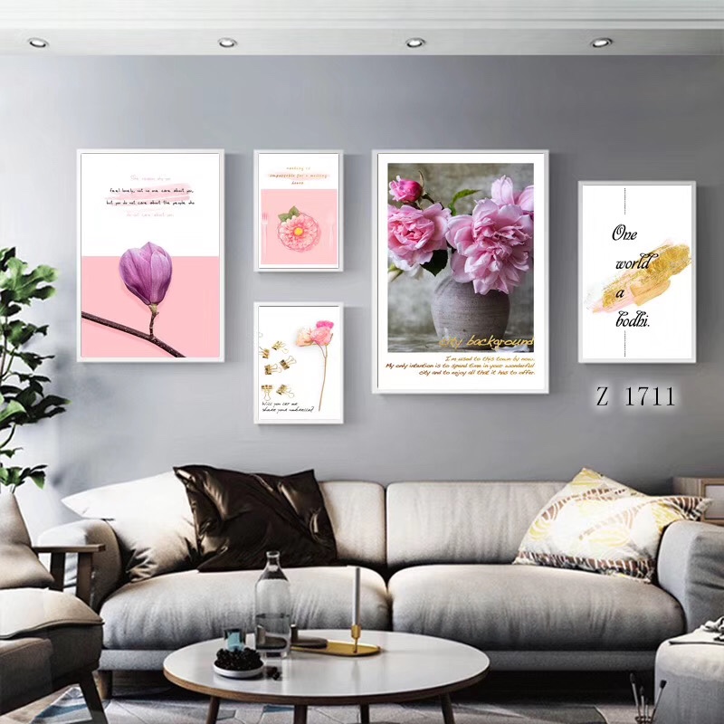 A five-piece set of living room decorative paintings, Nordic-style sofa background wall paintings, bedroom and dining room murals Item Picture
