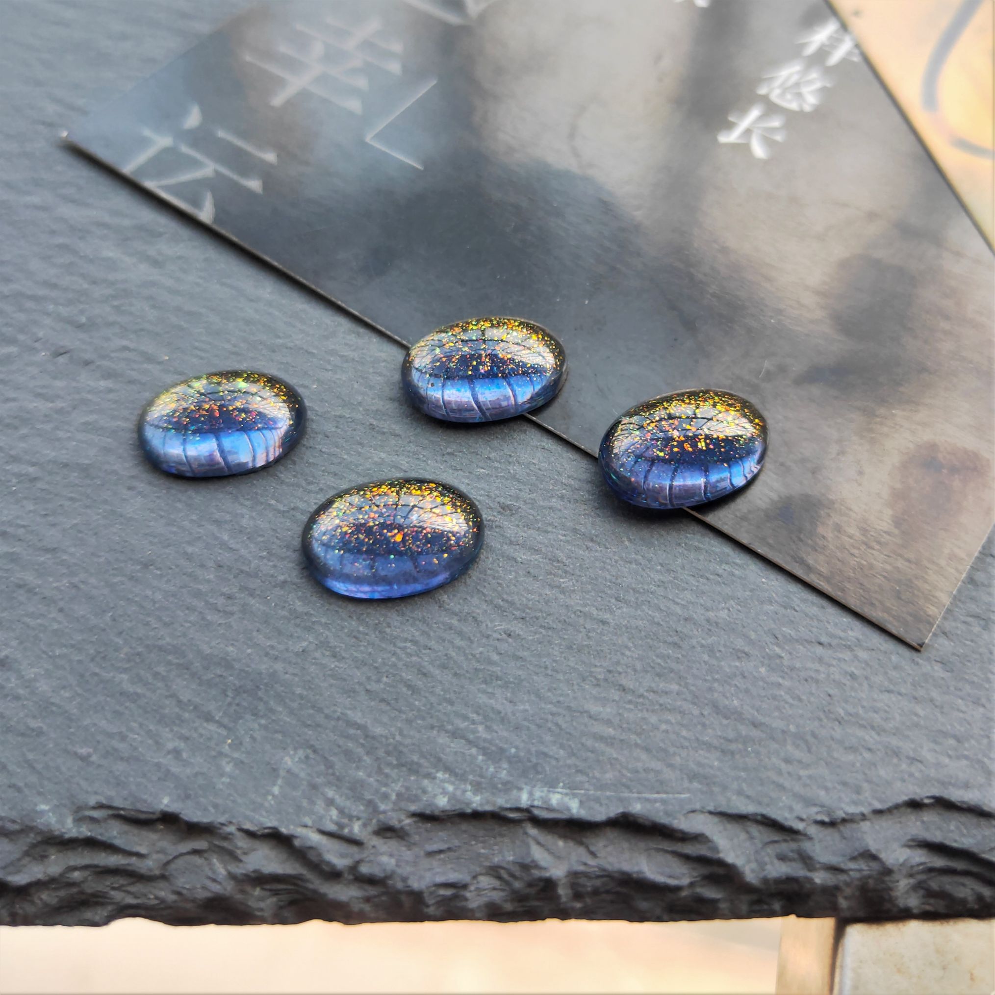 Best-selling handmade diy ancient-style hairpin accessory materials: resin imitation stone iridic inlaid oval gold powder ring undefined