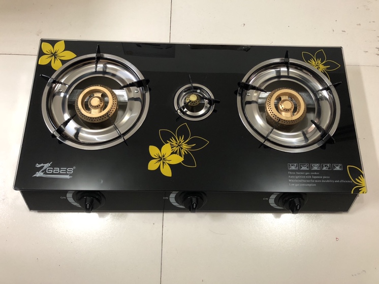 Table glass panel honeycomb tri-tip gas cooker