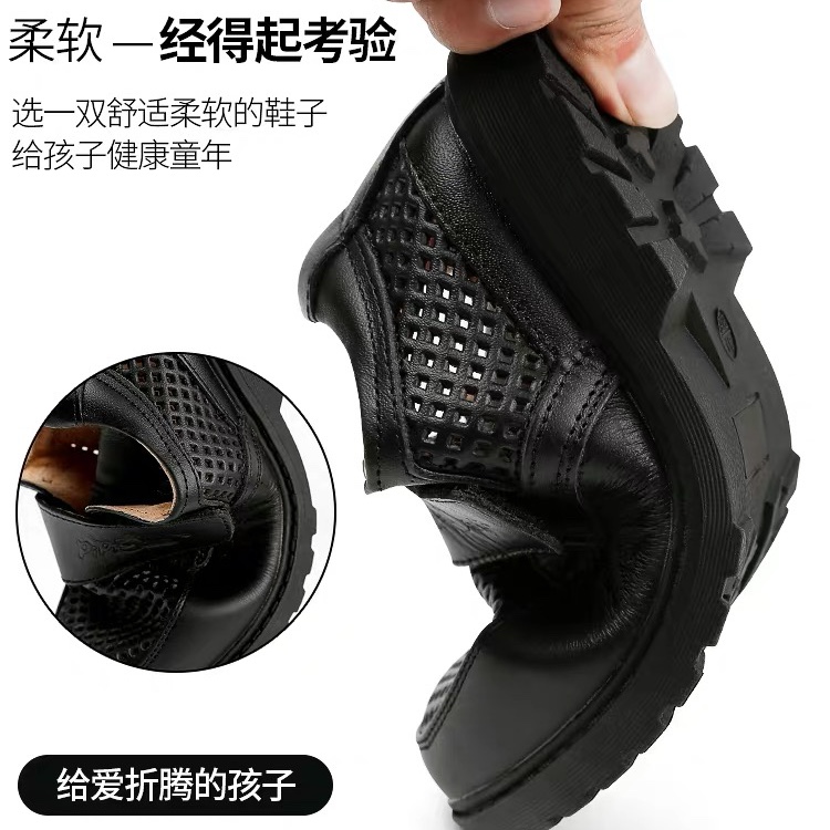 男童皮鞋2020新款夏季真皮儿童鞋软底黑色英伦风中小学生鞋韩版潮