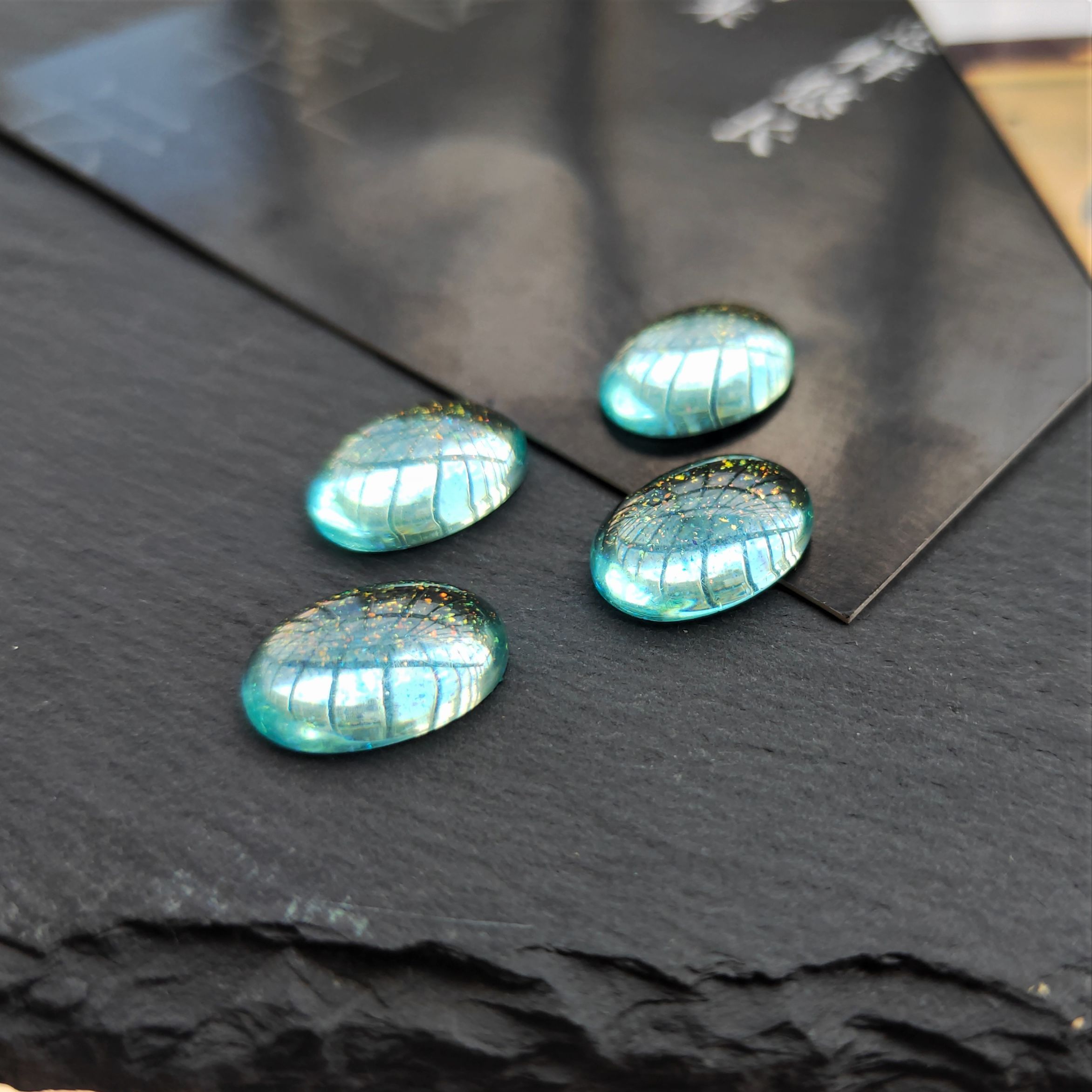 Best-selling handmade diy ancient-style hairpin accessory materials: resin imitation stone iridic inlaid oval gold powder ring undefined