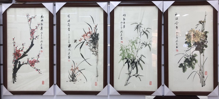 装饰画，中式风格，中国书画，实木框