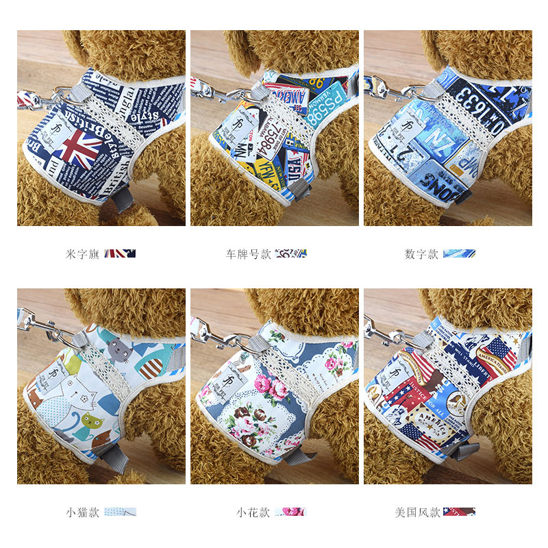 Pet products for cats and dogs anti-breakaway vest cat leash Bohemian chest strap leash details Picture