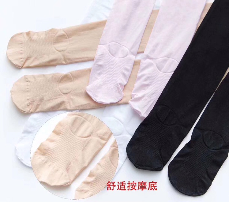 艾美秀针织儿童天鹅绒白色舞蹈袜 脚底防滑连裤袜 薄款打底丝袜产品图