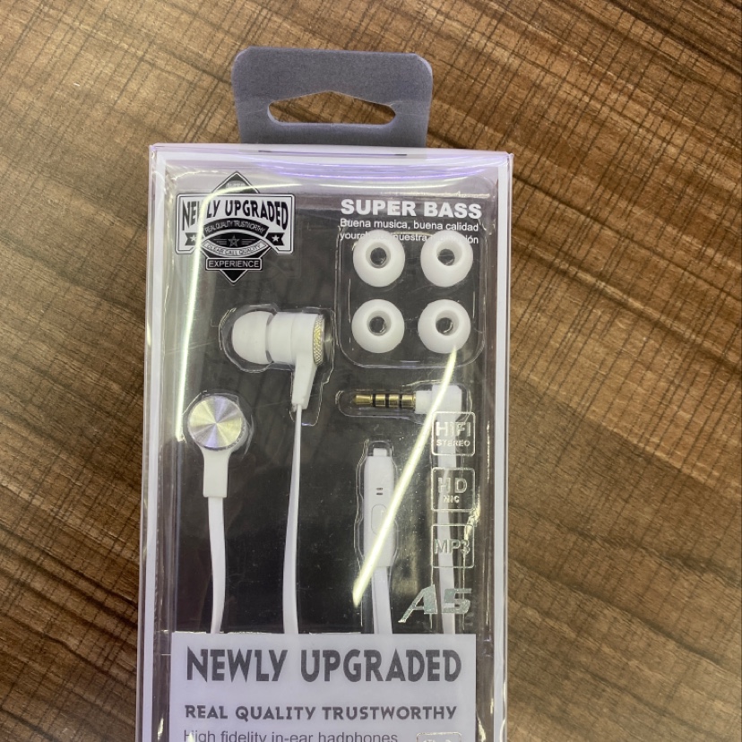 A5 flat wire headphones with microphone Item Picture