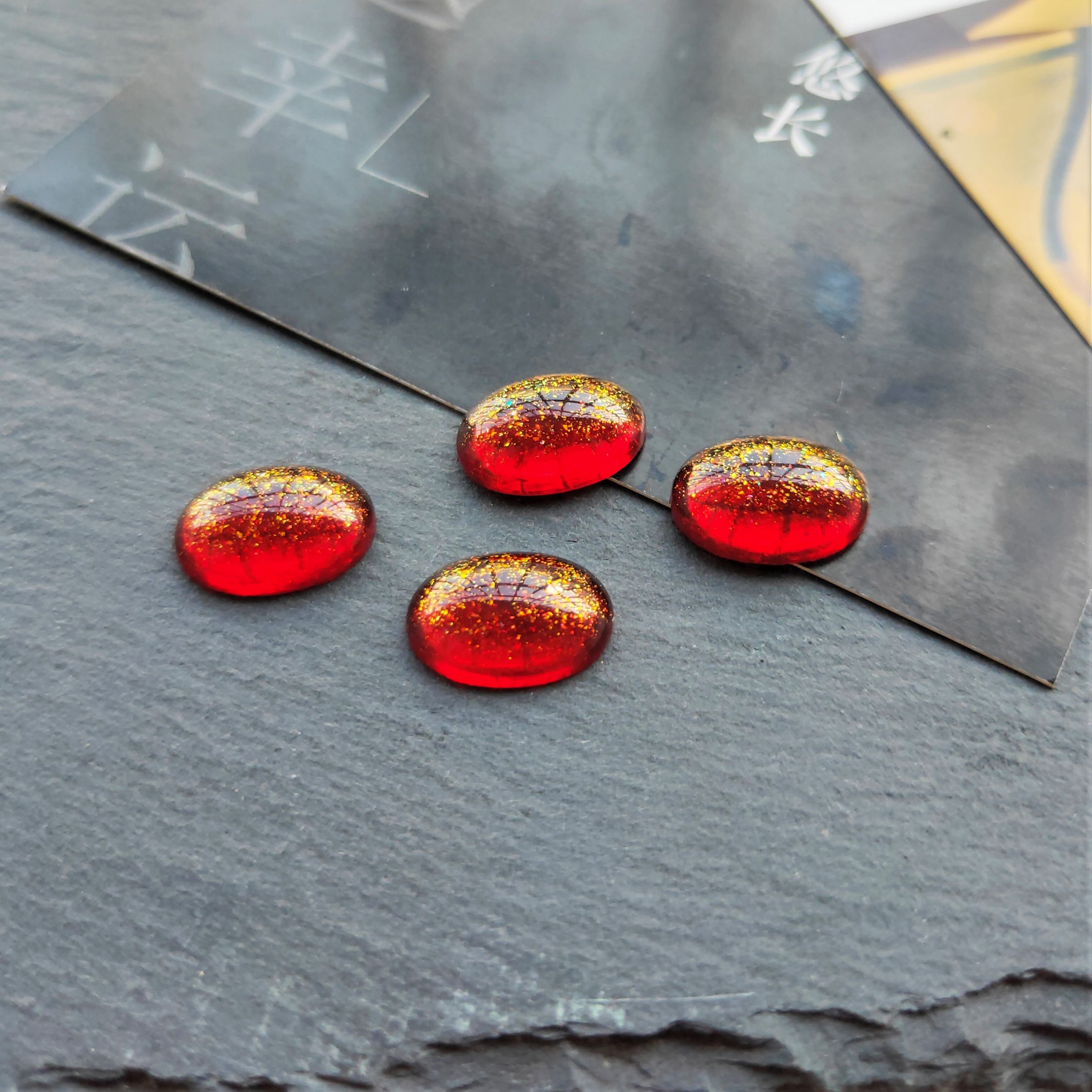 Best-selling handmade diy ancient-style hairpin accessory materials: resin imitation stone iridic inlaid oval gold powder ring details Picture