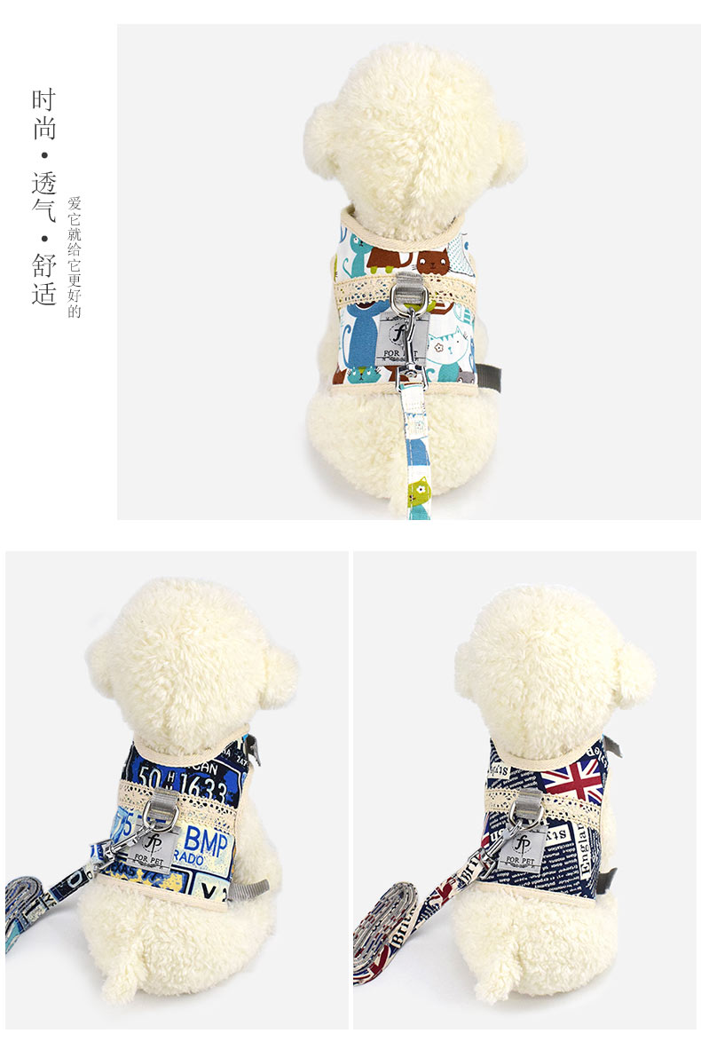 Pet products for cats and dogs anti-breakaway vest cat leash Bohemian chest strap leash undefined