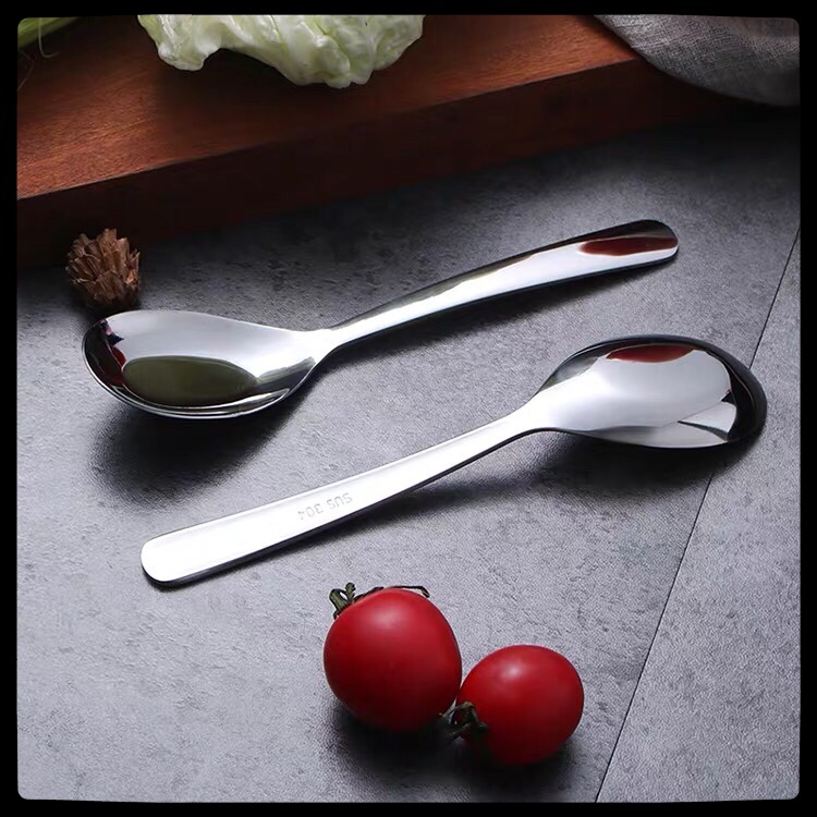 304 stainless steel flat-bottomed spoon, long-handled stainless steel soup spoon, thickened and deepened children's soup spoon undefined