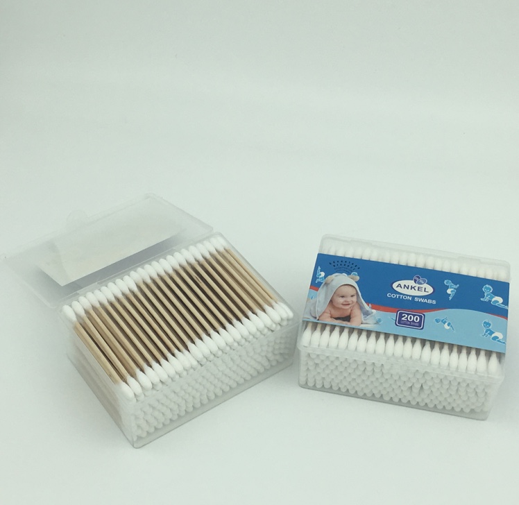 200 bamboo stick cotton swabs with buckle square box thumbnail
