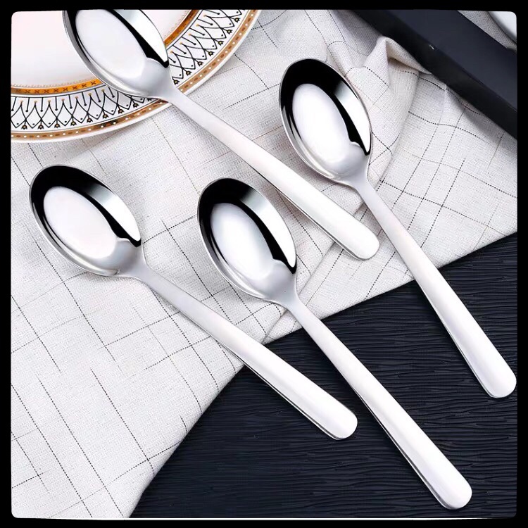 304 stainless steel flat-bottomed spoon, long-handled stainless steel soup spoon, thickened and deepened children's soup spoon undefined