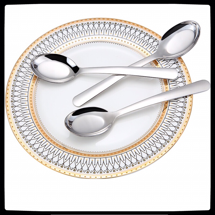 304 stainless steel flat-bottomed spoon, long-handled stainless steel soup spoon, thickened and deepened children's soup spoon Specification image