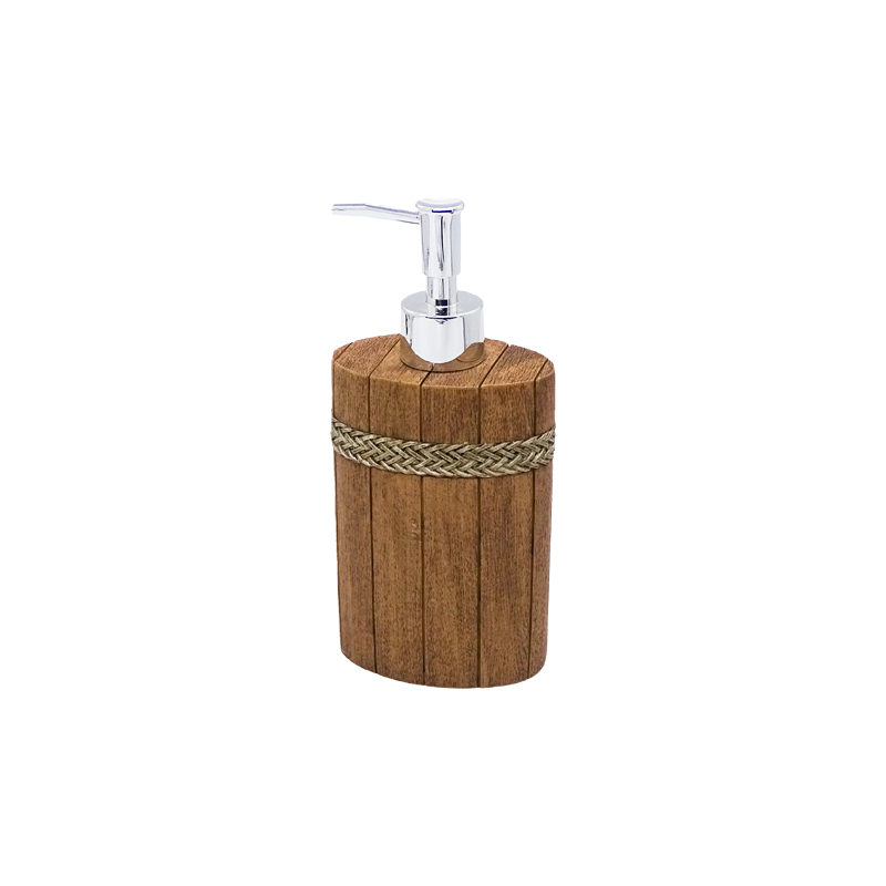 Wood Grid Resin Bathroom Toiletries 4-Piece Bathroom Toiletries Lotion Bottle Mouthwash Cup Toothbrush Holder Soap Box details Picture