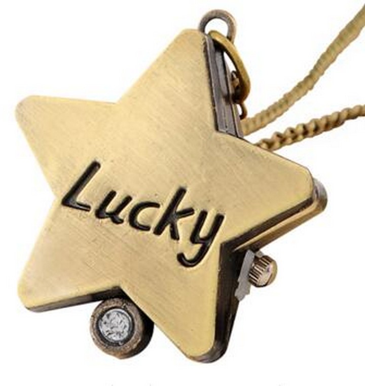 复古时尚潮流创意五角星Lucky爱心卡通怀表 公仔表