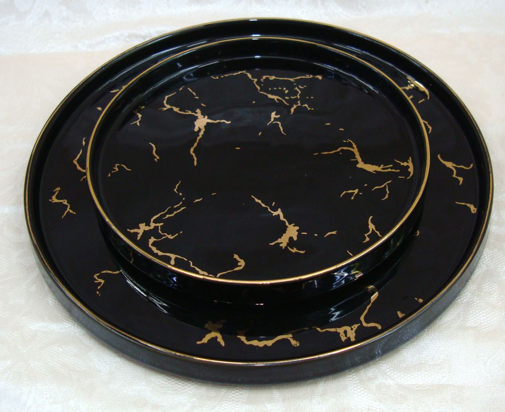 8-inch marble gilded plate