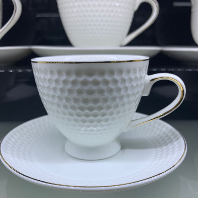 European Golf Cup And Saucer, Large Cup And Saucer 75 Yuan/Set, Small Cup And Saucer 55/ Set. (Note: 6 Cups, 6 Plates/Set) Specification drawing