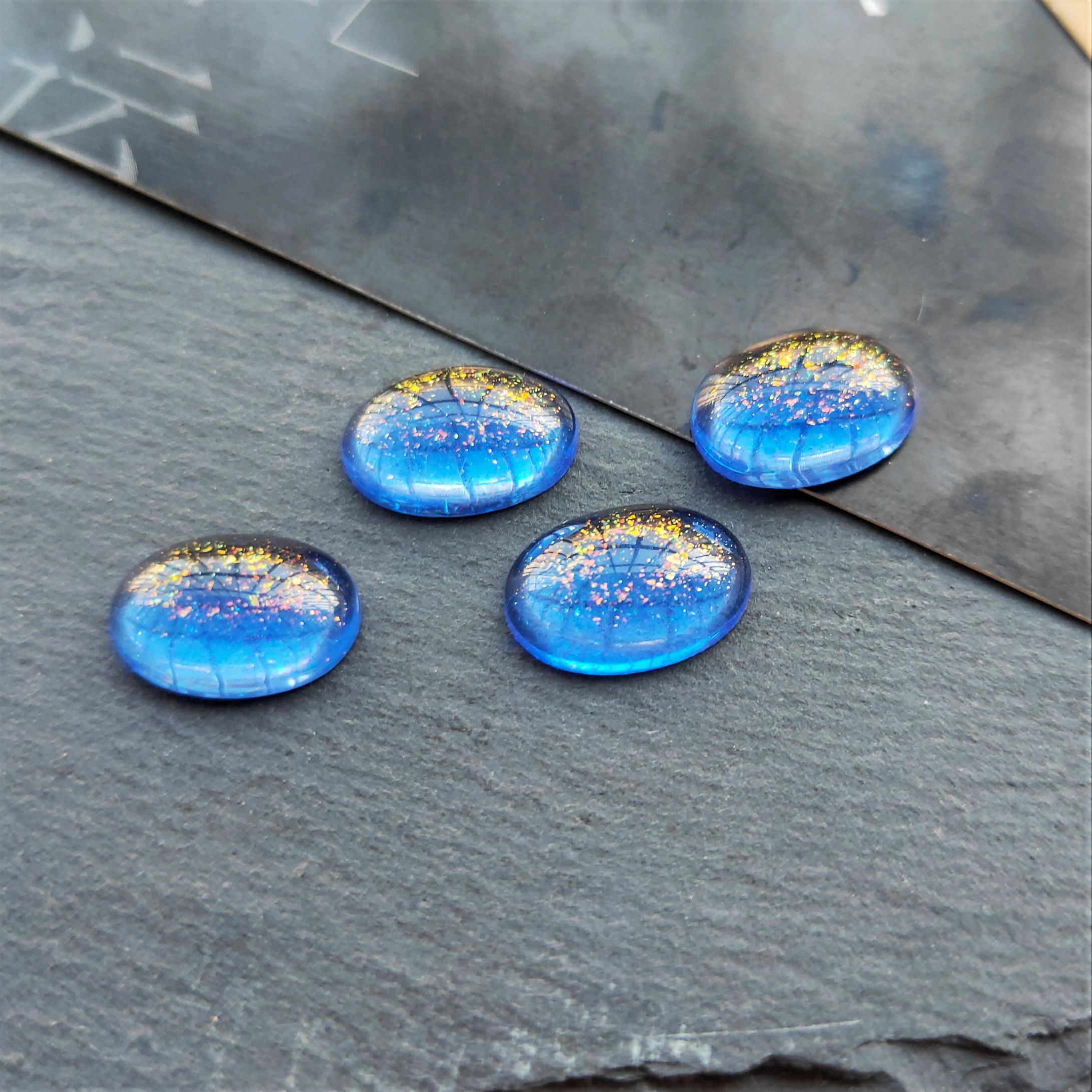 Best-selling handmade diy ancient-style hairpin accessory materials: resin imitation stone iridic inlaid oval gold powder ring Specification image