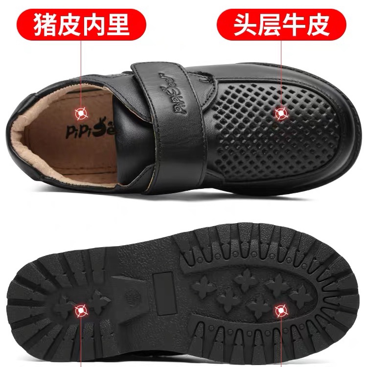 男童皮鞋2020新款夏季真皮儿童鞋软底黑色英伦风中小学生鞋韩版潮细节图