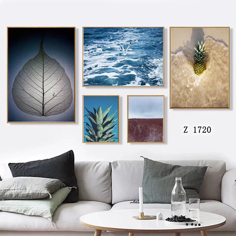 A five-piece set of living room decorative paintings, Nordic-style sofa background wall paintings, bedroom and dining room murals Application Scenario