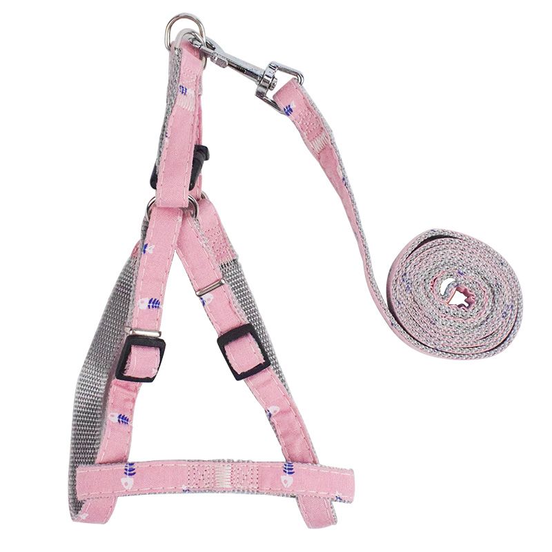 新款宠物牵引绳尼龙印花胸背带遛狗绳牵引绳子狗狗胸背带批发厂家白底实物图