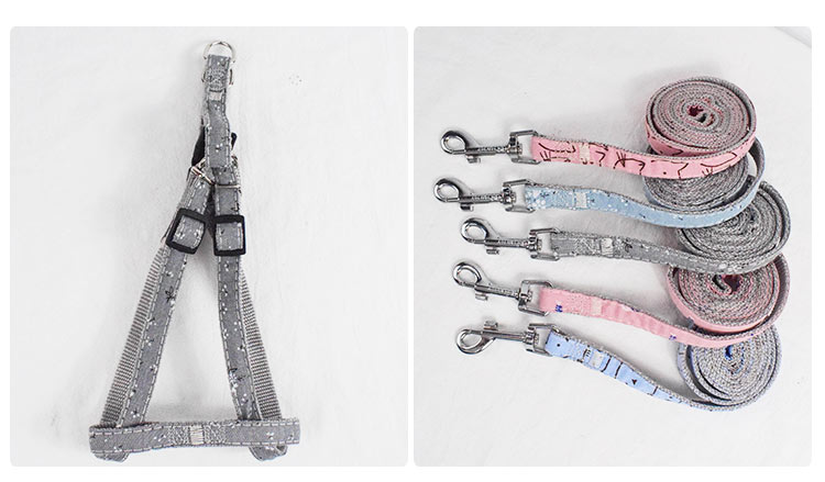 新款宠物牵引绳尼龙印花胸背带遛狗绳牵引绳子狗狗胸背带批发厂家详情图5