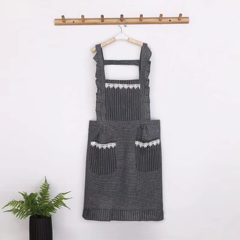 方格棉布公主围裙细节图