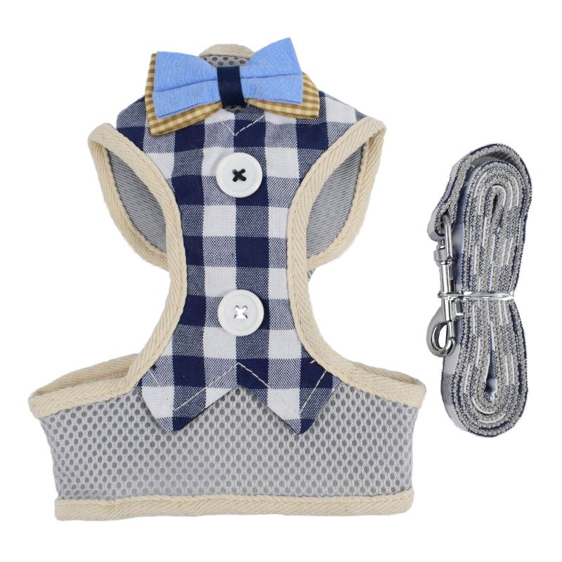 Explosive mesh cloth breathable pet chest strap dog vest leash gentleman button dog leash wholesale Item Picture