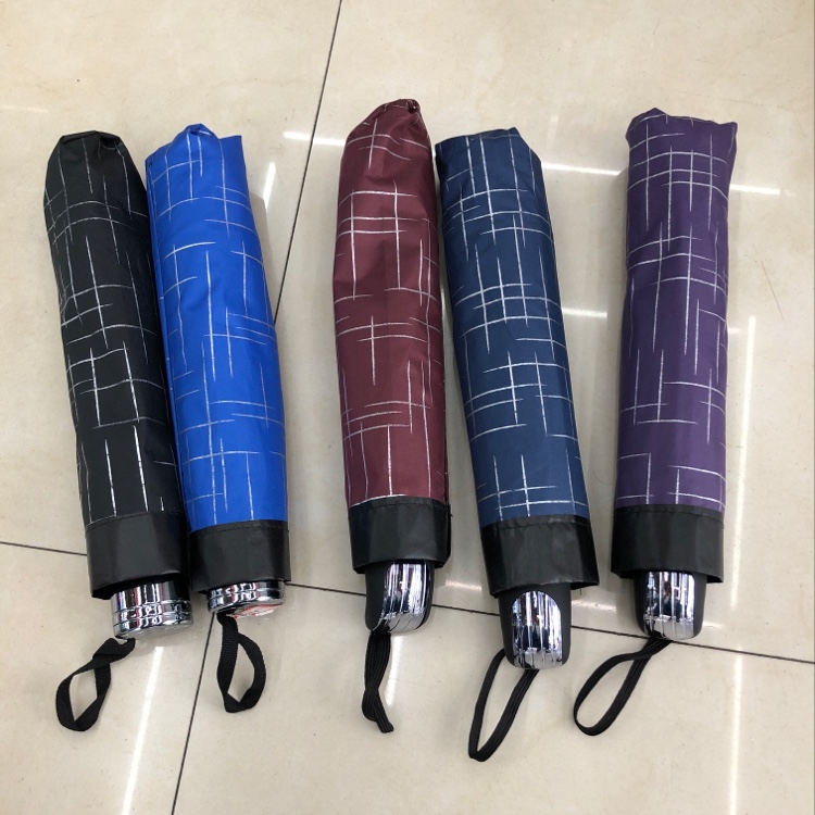 Three-fold random black rubber UV umbrella