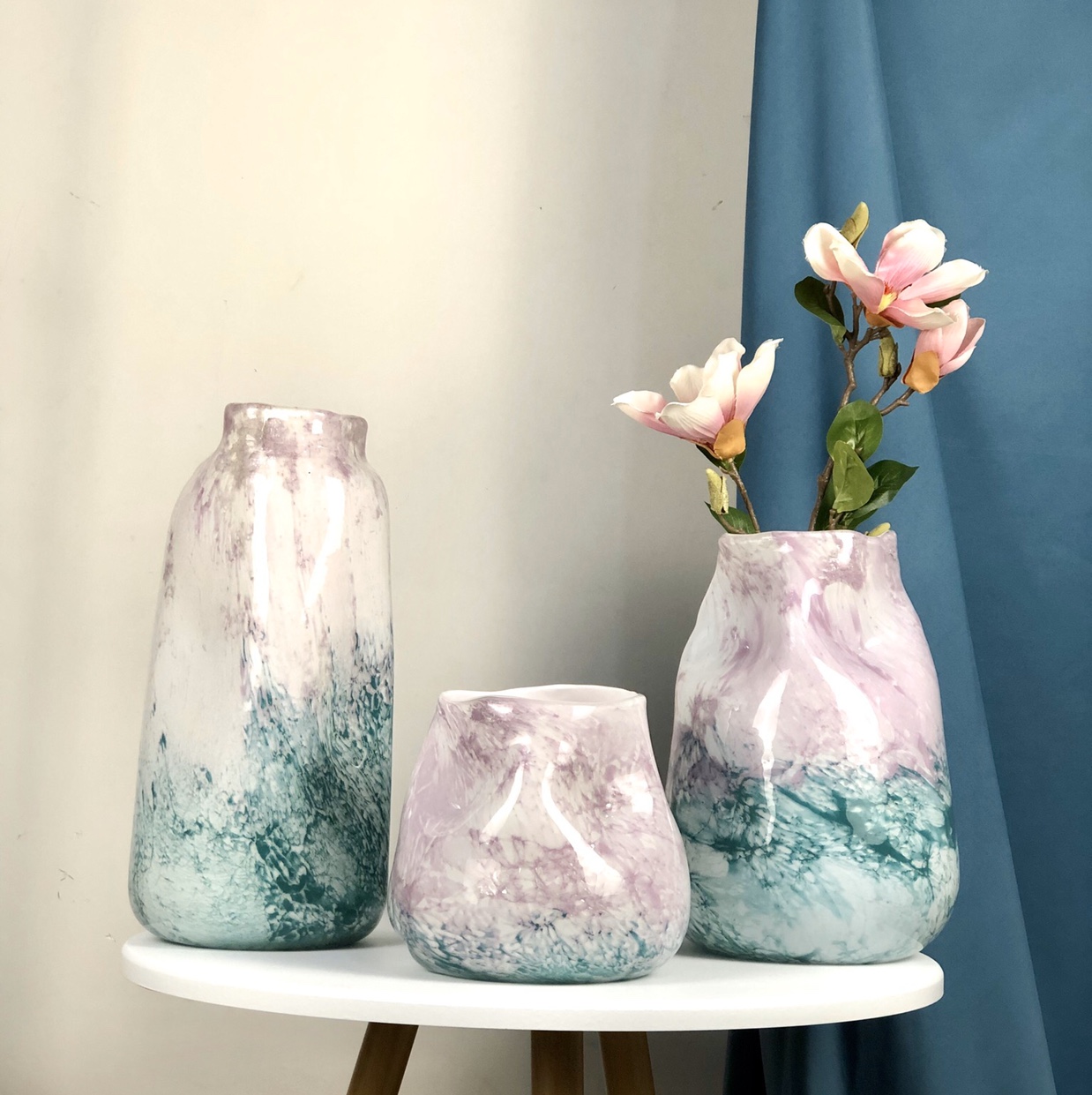 Chinese style creative ink glass vase living room flower arrangement light luxury modern simple household decorations table decorations thumbnail