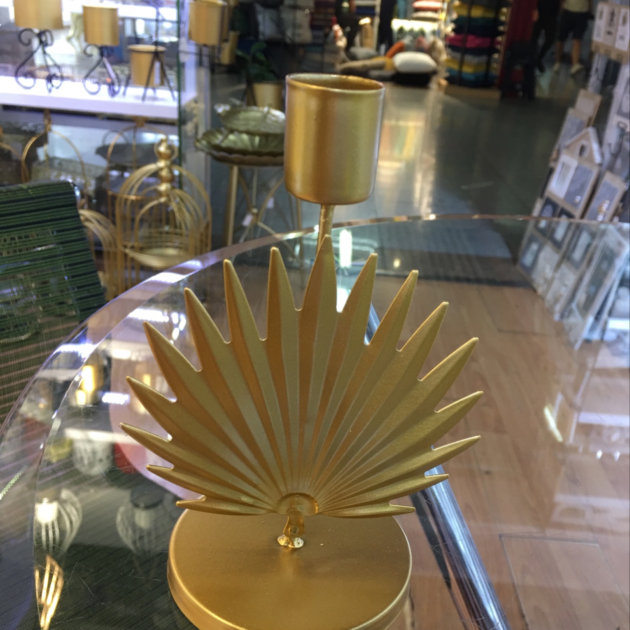 铁艺烛台银杏树叶摆件镀金铁艺烛台摆件工艺品产品图