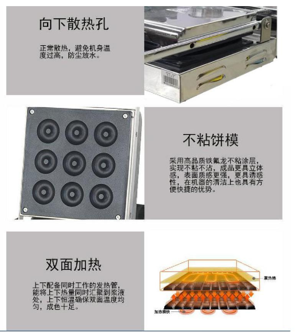 Nine-hole mini doughnut machine, commercial electric nine-compartment muffin machine, crispy pastry machine, cartoon pastry machine detail image 6