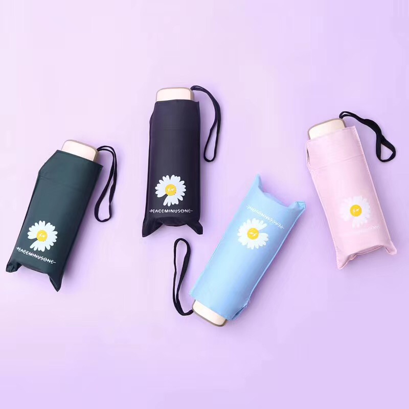 VUVUZELA厂家直销轻巧迷你扁柄伞 黑胶防晒伞 五折口袋伞 现货产品图