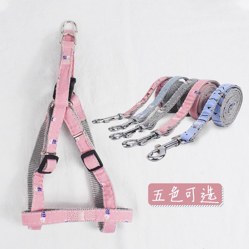 新款宠物牵引绳尼龙印花胸背带遛狗绳牵引绳子狗狗胸背带批发厂家产品图