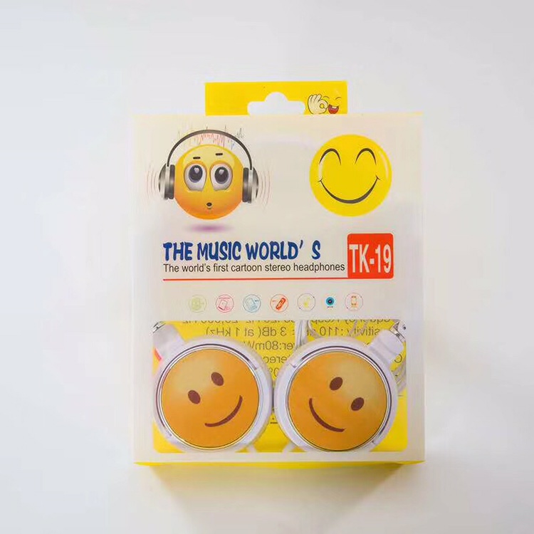 唐卡卡通头戴式耳机表情水果动物图案DIY订制logoTK-19白底实物图