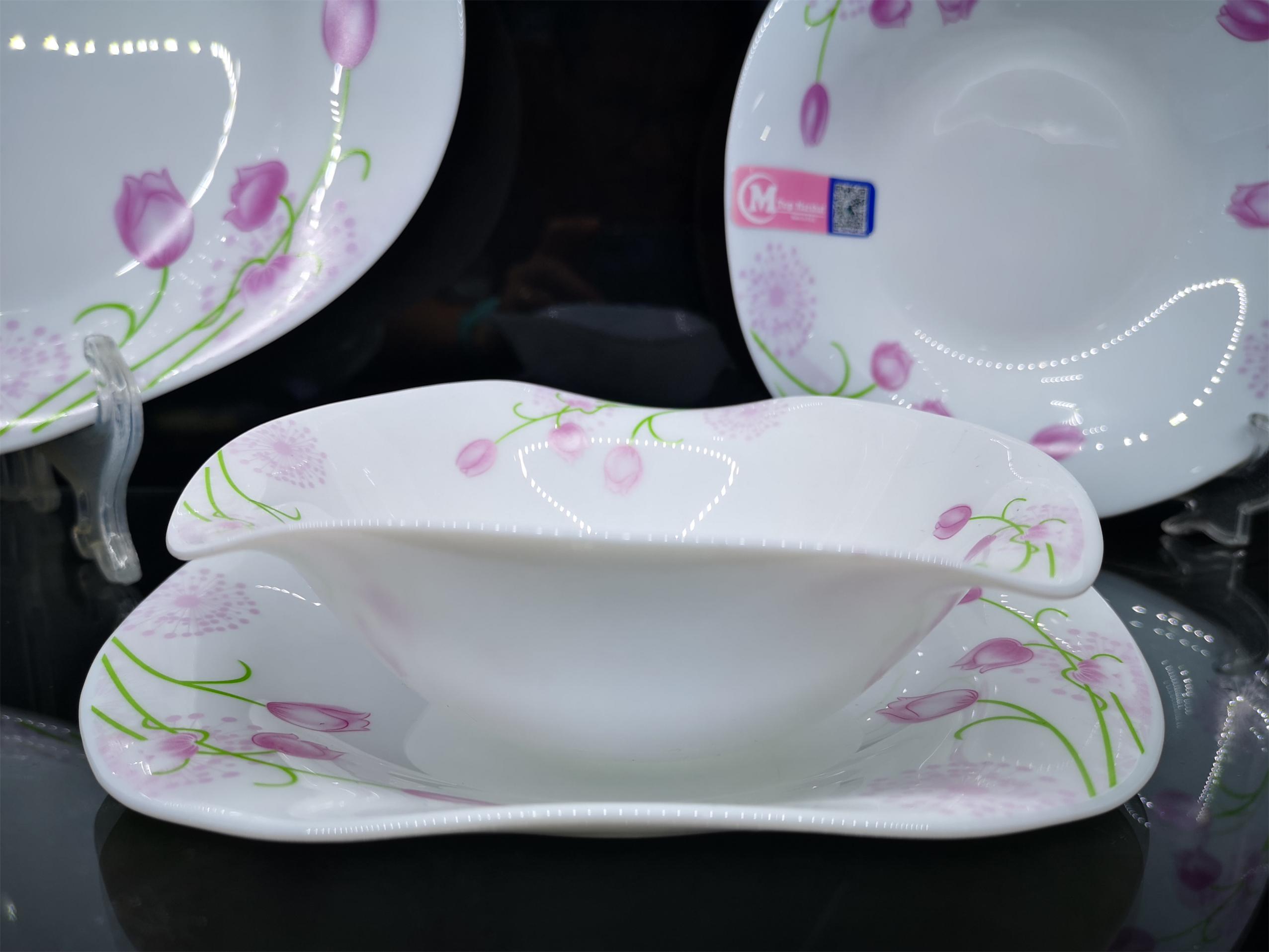 Yiwu Good Goods 47-head Tableware Yiwu Good Goods Tempered Glass Tableware Opal glass set detail image 3